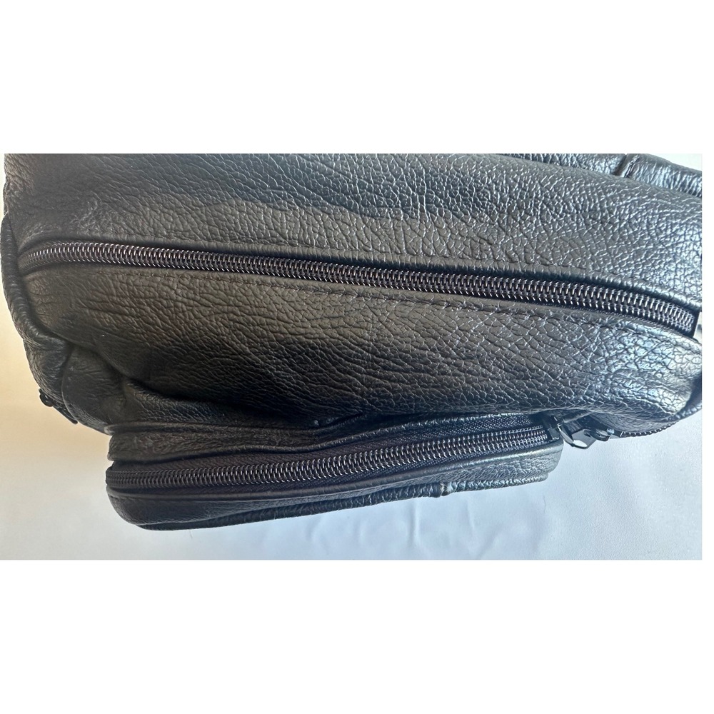 Genuine Leather Fanny Pack Black Waist Bag Made in Mexico Multiple Pockets - Picture 2 of 7